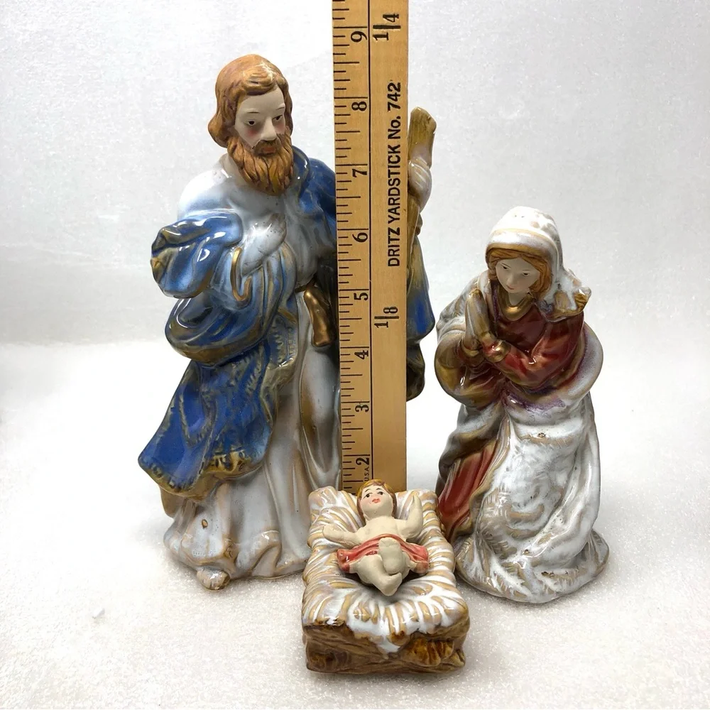 Classic Elements Ceramic Nativity Scene 10 Piece Set Plus Wire Gazebo - Picture 7 of 16